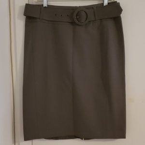 Sandra Angelozzi Grey Pencil Skirt with belt SZ 8